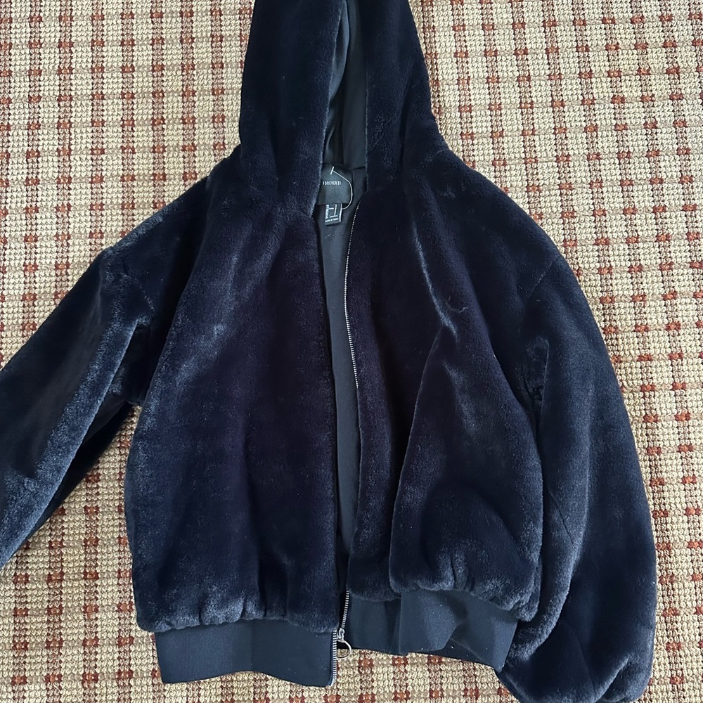 Black Fur Forever21 Zip-up